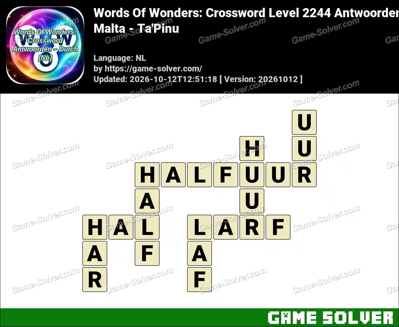 Words Of Wonders: Crossword Level 2244 Antwoorden – Malta – Ta’Pinu